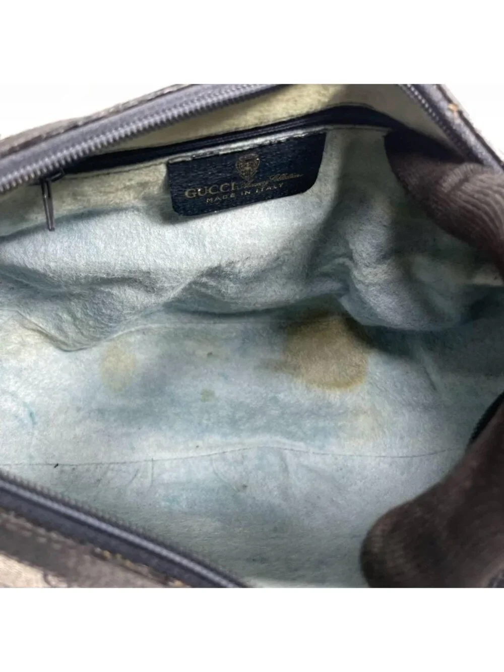 Gucci GG Sherry Line Shoulder Bag Navy Leather Logo